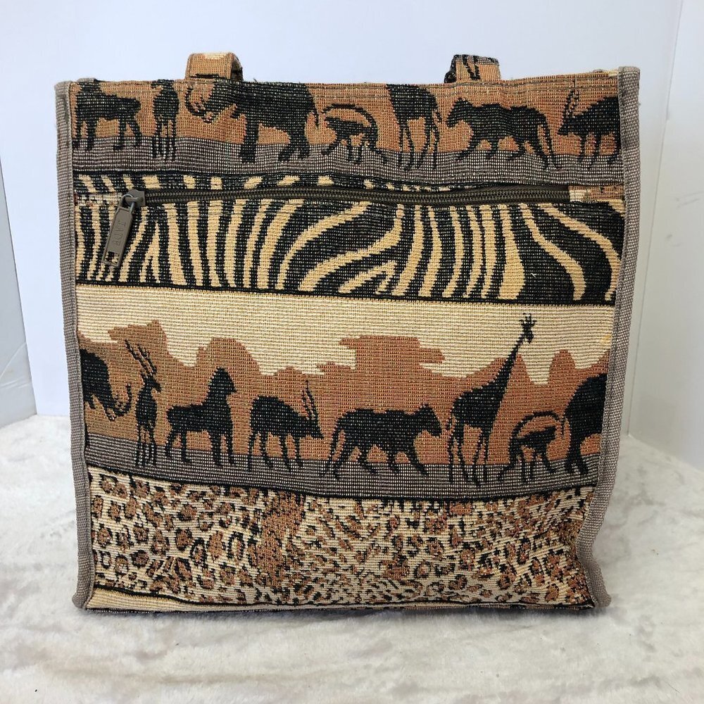 Jade Animal Safari Tapestry Tote Shoulder Bag